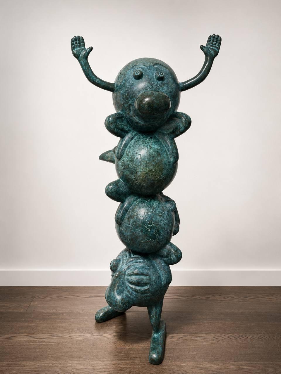 Hervé Di Rosa, Map Monde, 2010, bronze à patine colorée.