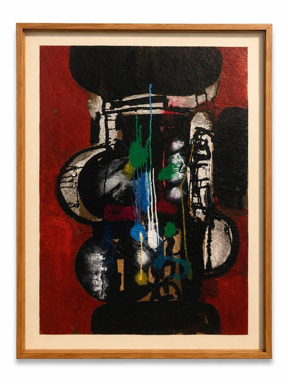 Kinjo Ladislas, Sans titre, 1980–1990, acrylique sur papier kraft froissé.