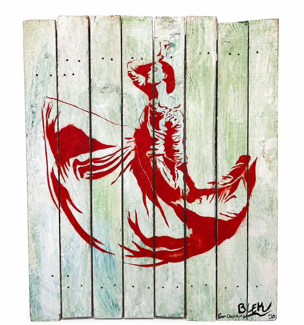 Blek le Rat, Sans titre, 1990, pochoir sur planches de bois.